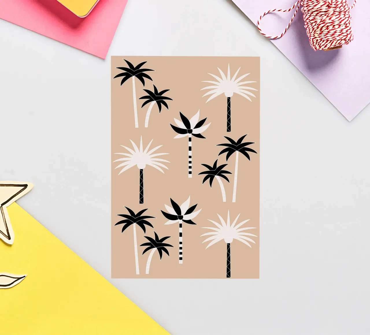 Palm Trees Neutral Black & White Sticker von SilverPegasus