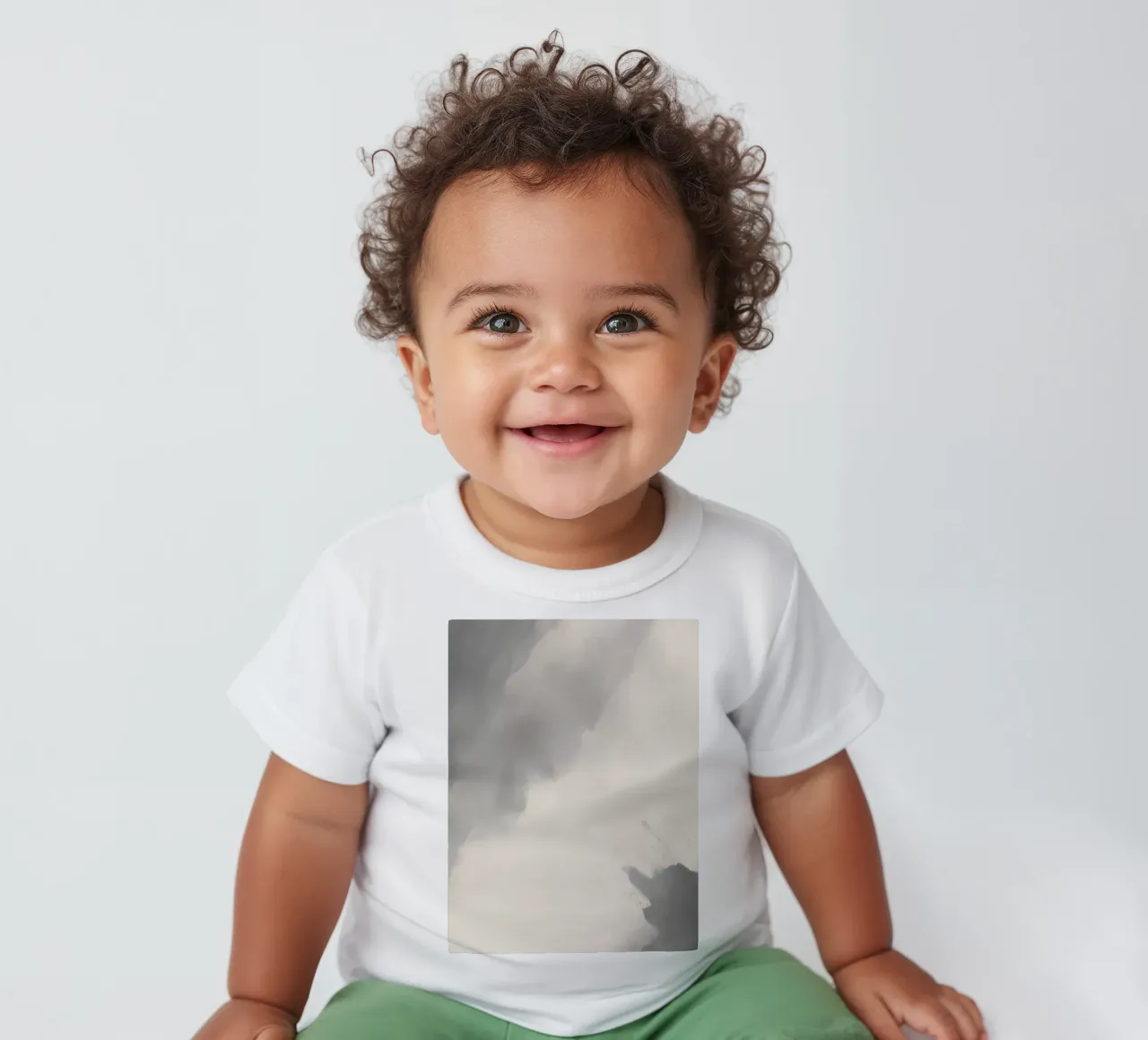 Dynamic abstract background with soft gradients and flowing baby t-shirt by DesignDoodle