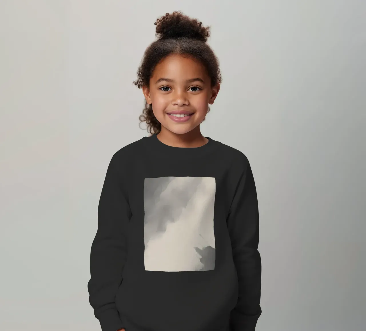Dynamic abstract background with soft gradients and flowing kids sweatshirt by DesignDoodle
