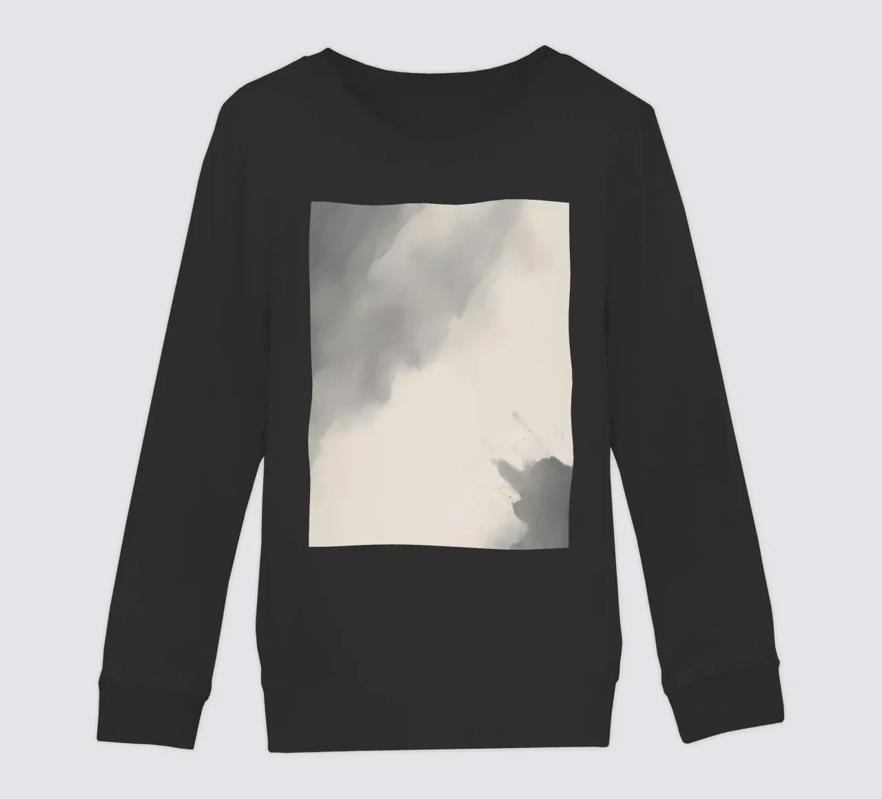 Dynamic abstract background with soft gradients and flowing kids sweatshirt by DesignDoodle