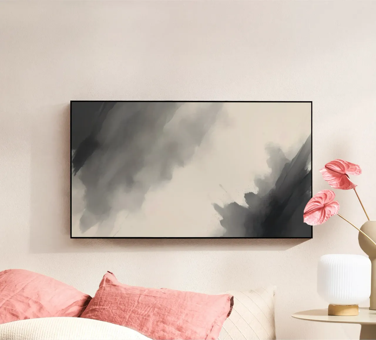 Dynamic abstract background with soft gradients and flowing acrylic glass by DesignDoodle