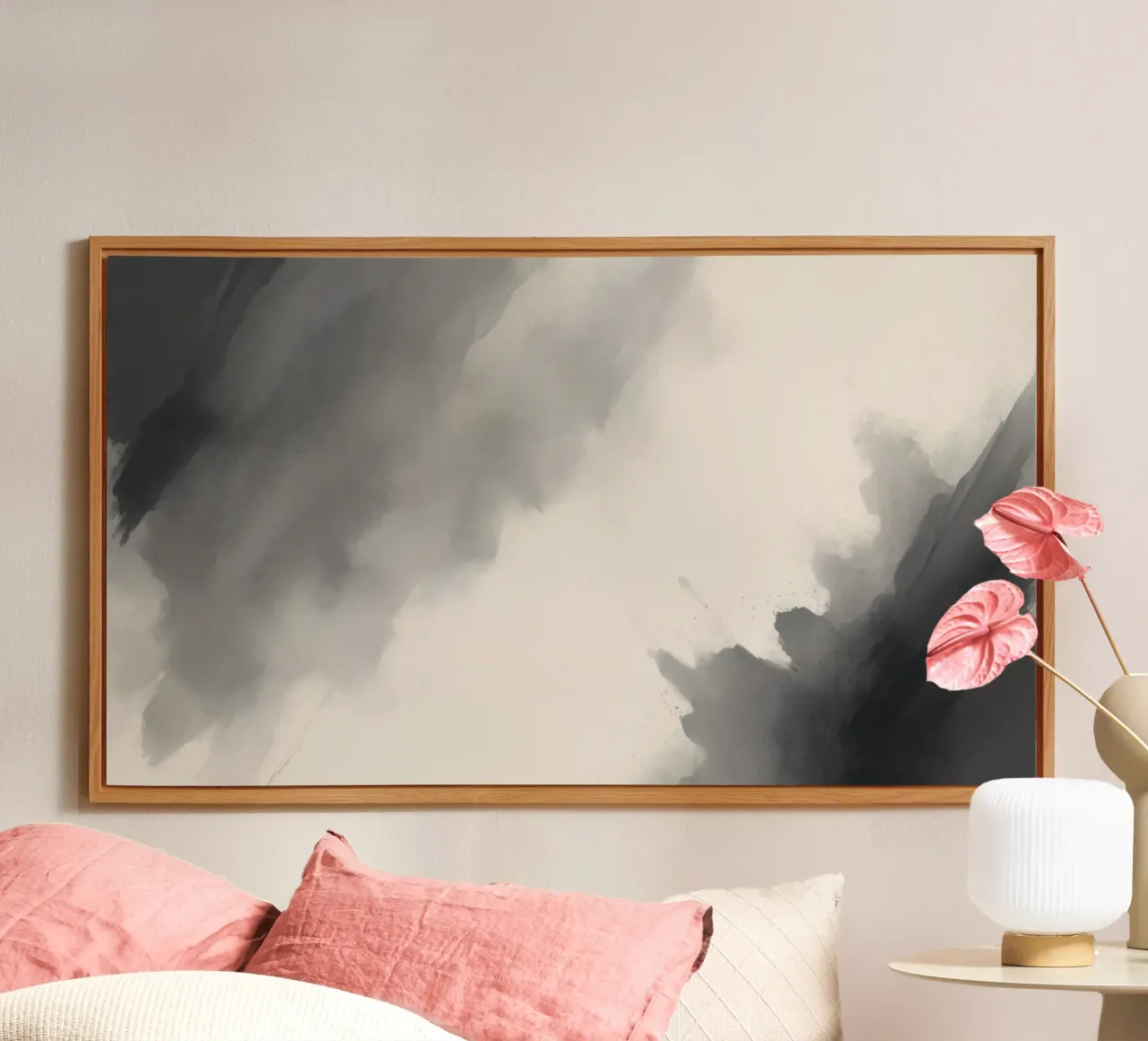 Dynamic abstract background with soft gradients and flowing alu-dibond by DesignDoodle