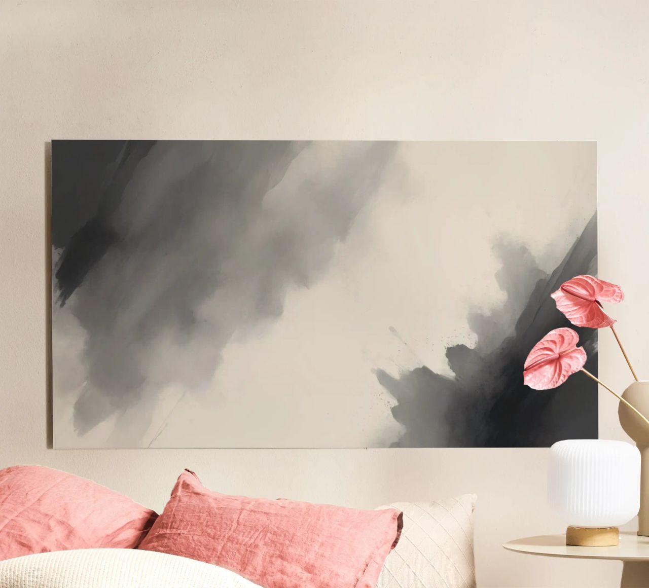 Dynamic abstract background with soft gradients and flowing alu-dibond by DesignDoodle