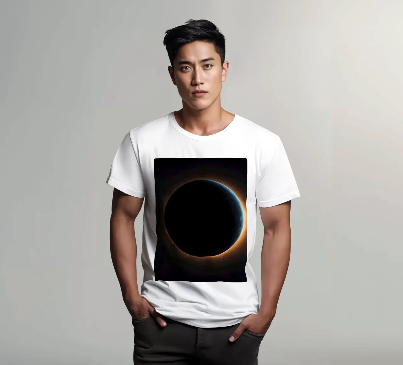 Celestial event featuring a solar eclipse with radiant coron t-shirt by DesignDoodle