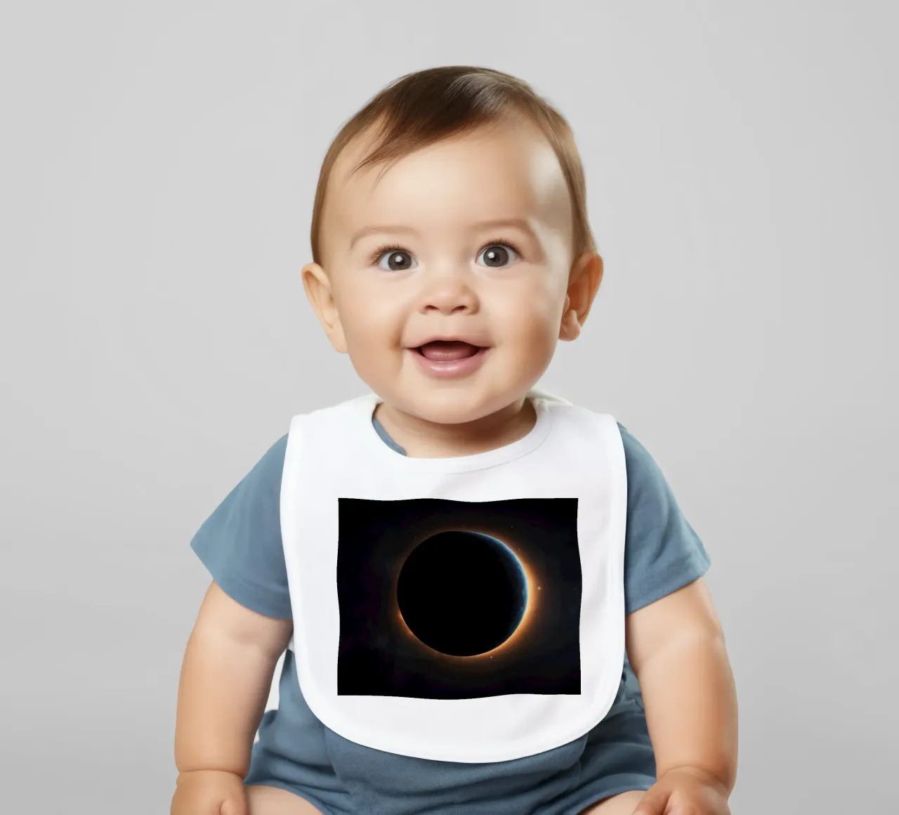 Celestial event featuring a solar eclipse with radiant coron baby bib by DesignDoodle