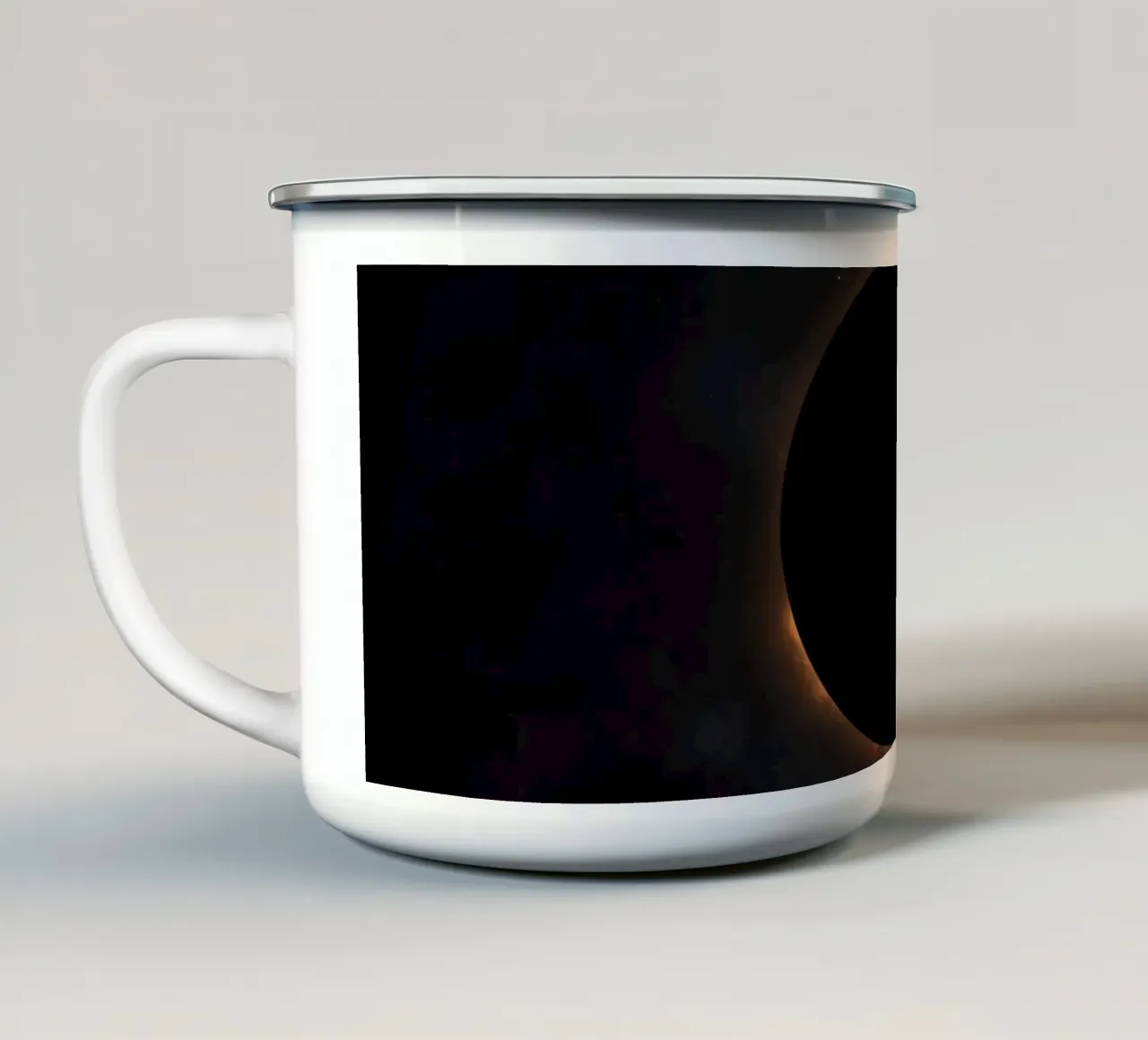 Celestial event featuring a solar eclipse with radiant coron enamel mug by DesignDoodle