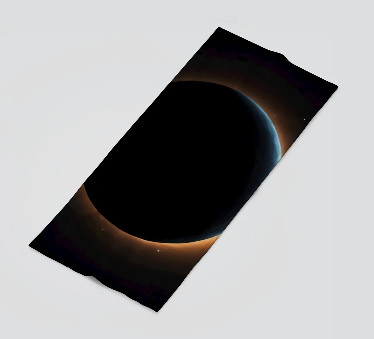 Celestial event featuring a solar eclipse with radiant coron beach towel by DesignDoodle