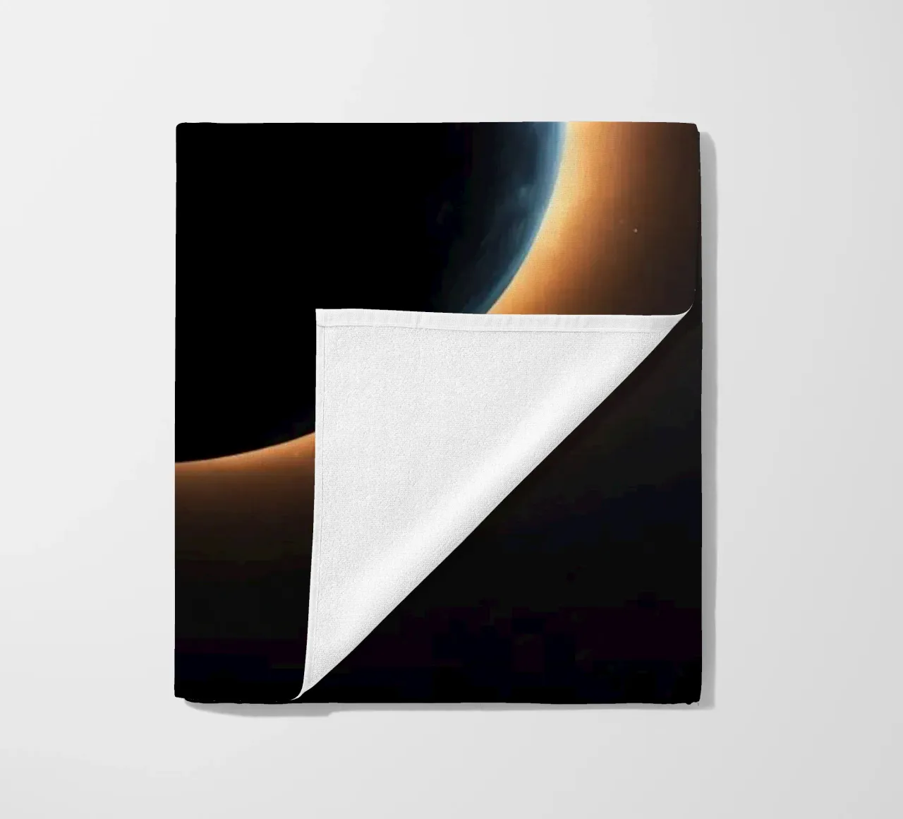 Celestial event featuring a solar eclipse with radiant coron beach towel by DesignDoodle