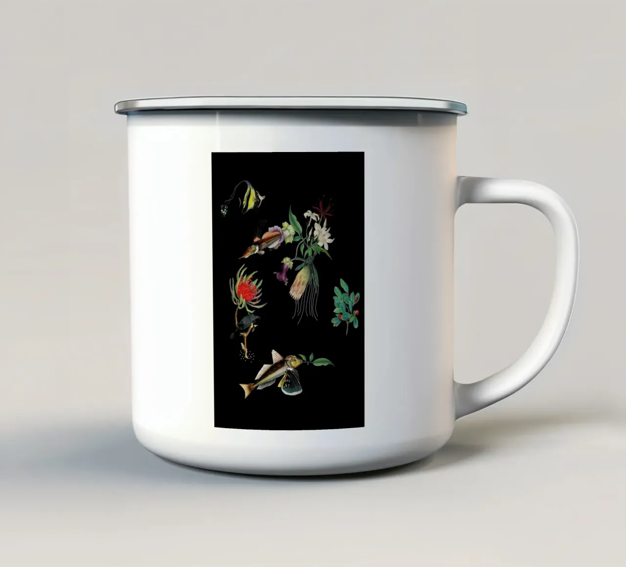 Flowerfish tazza in smalto da The Gently Unfurling Sneak
