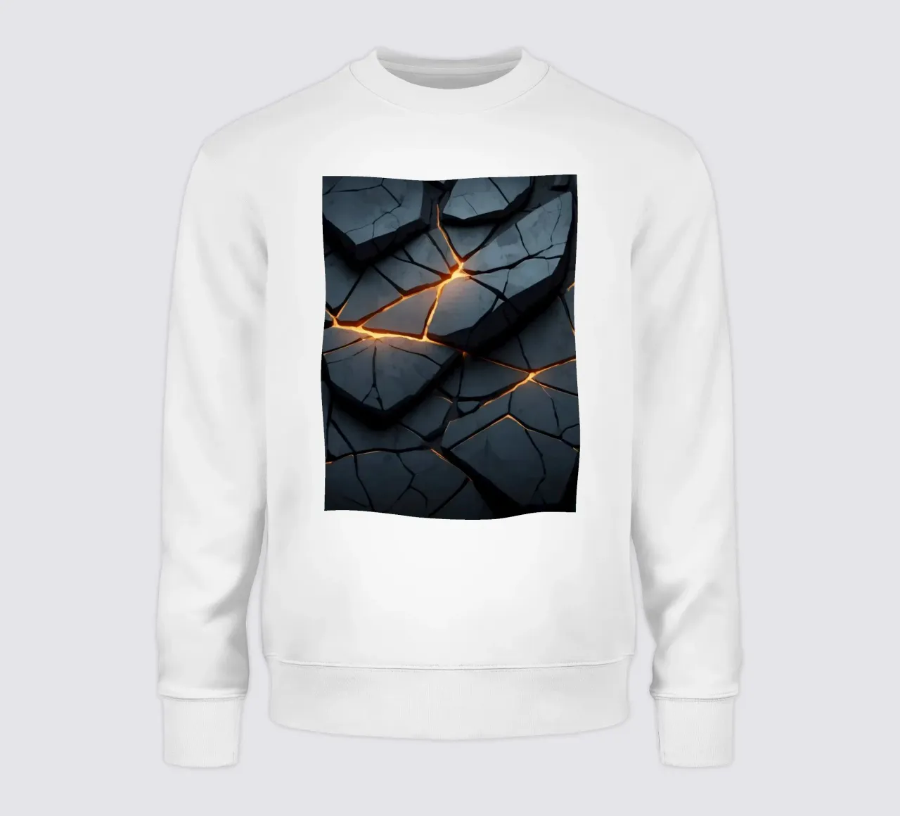 cracks in a dark surface create an intriguing abstract back sweatshirt by DesignDoodle
