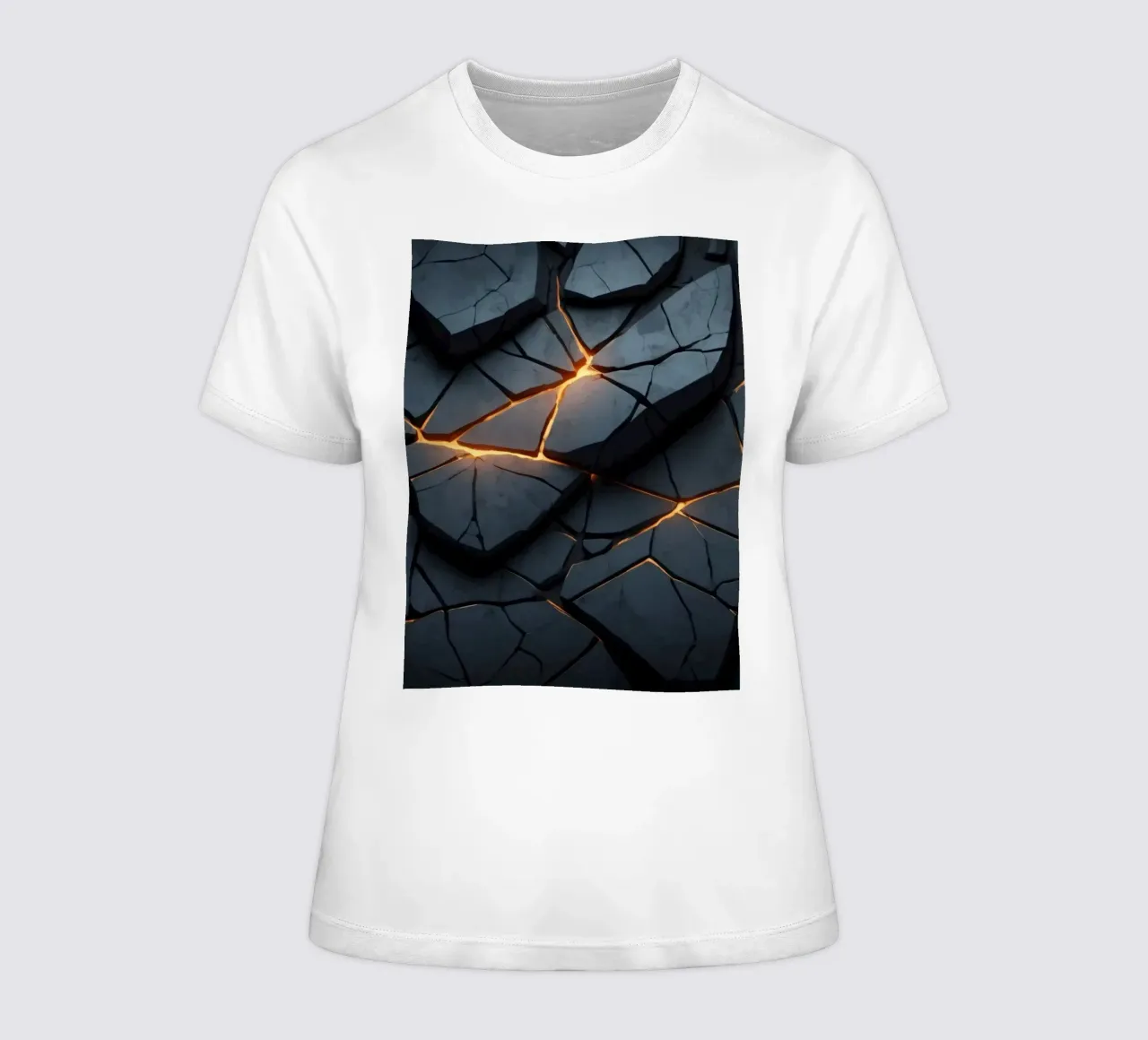 cracks in a dark surface create an intriguing abstract back women's fitted t-shirt by DesignDoodle
