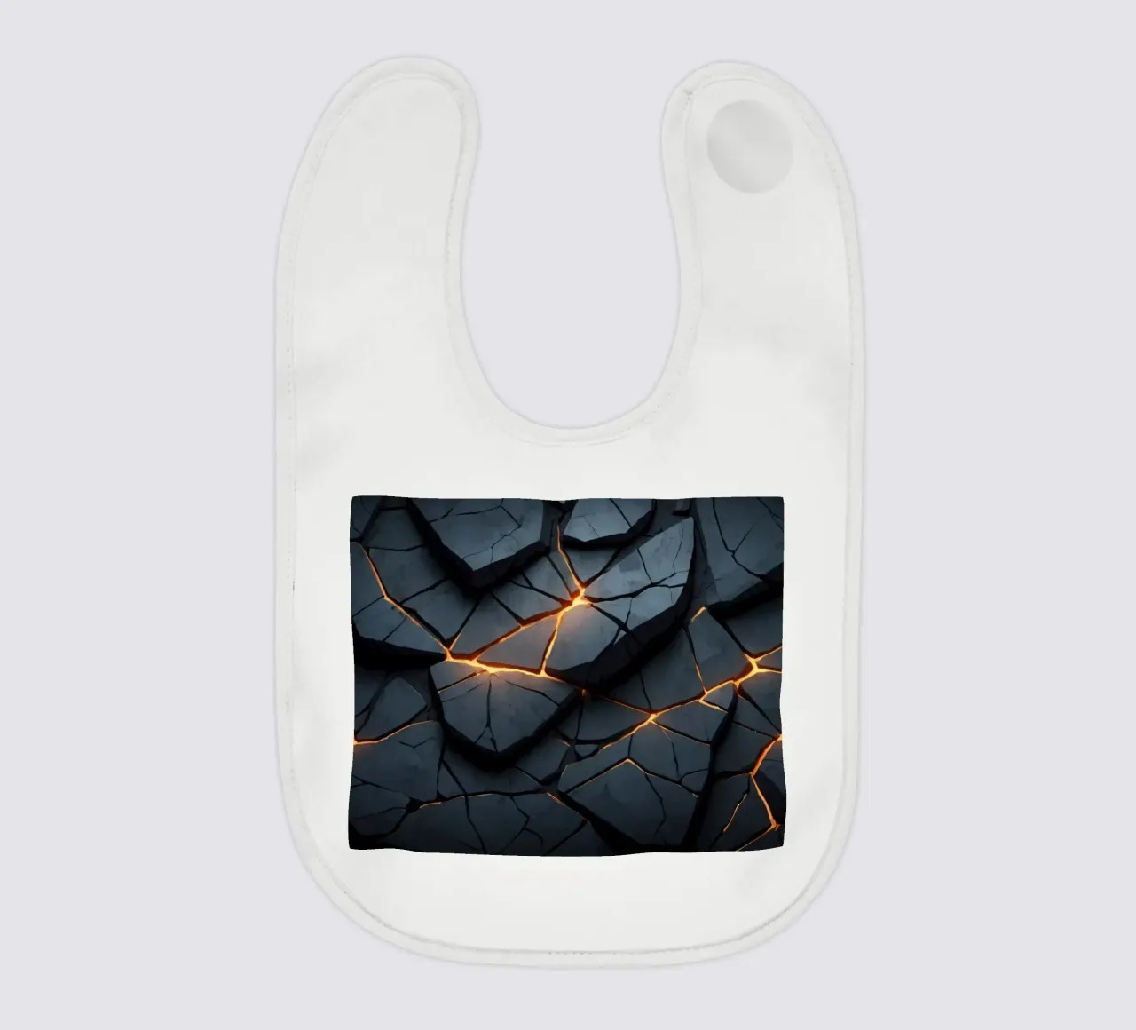 cracks in a dark surface create an intriguing abstract back baby bib by DesignDoodle