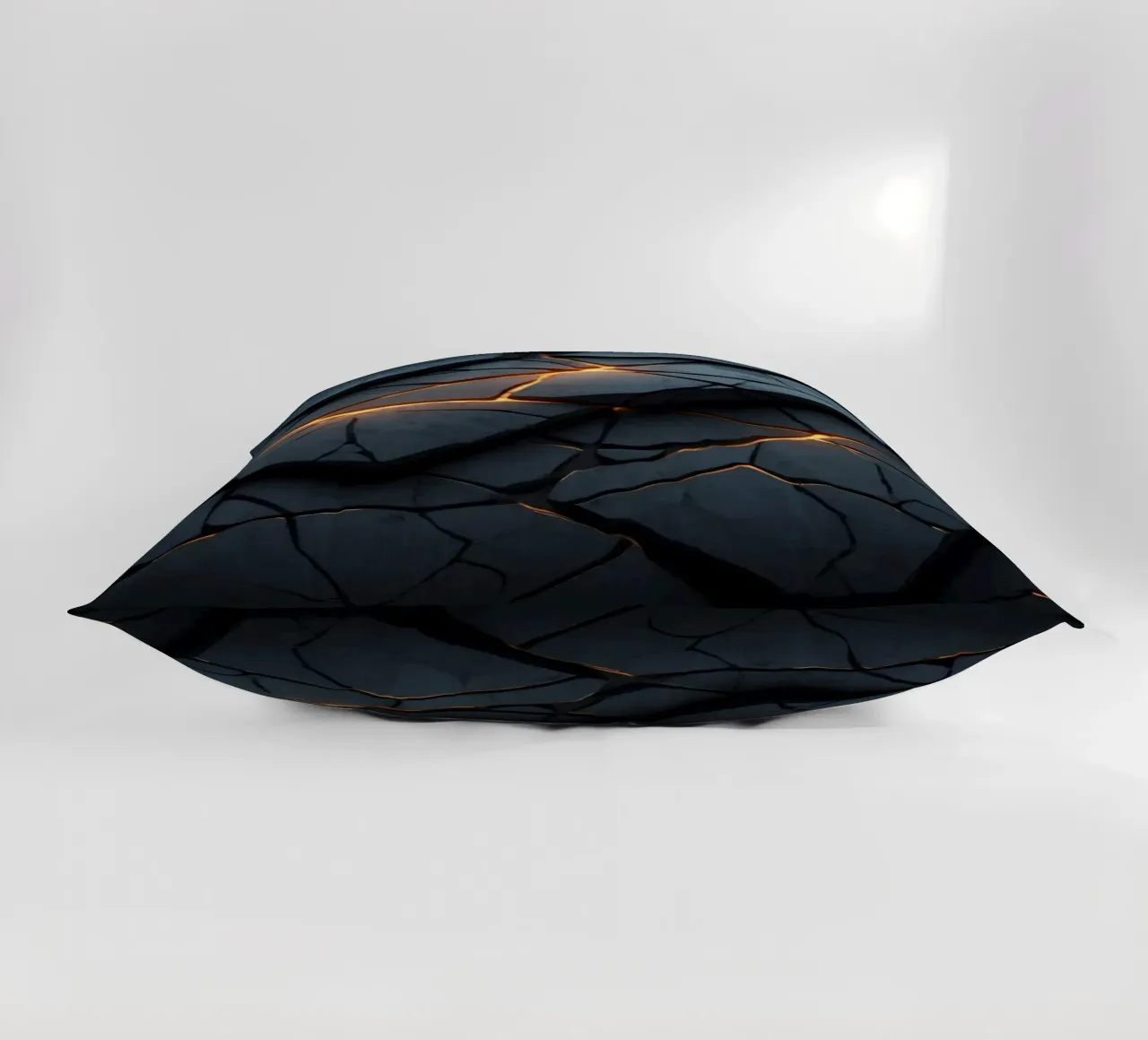 cracks in a dark surface create an intriguing abstract back decorative cushion by DesignDoodle