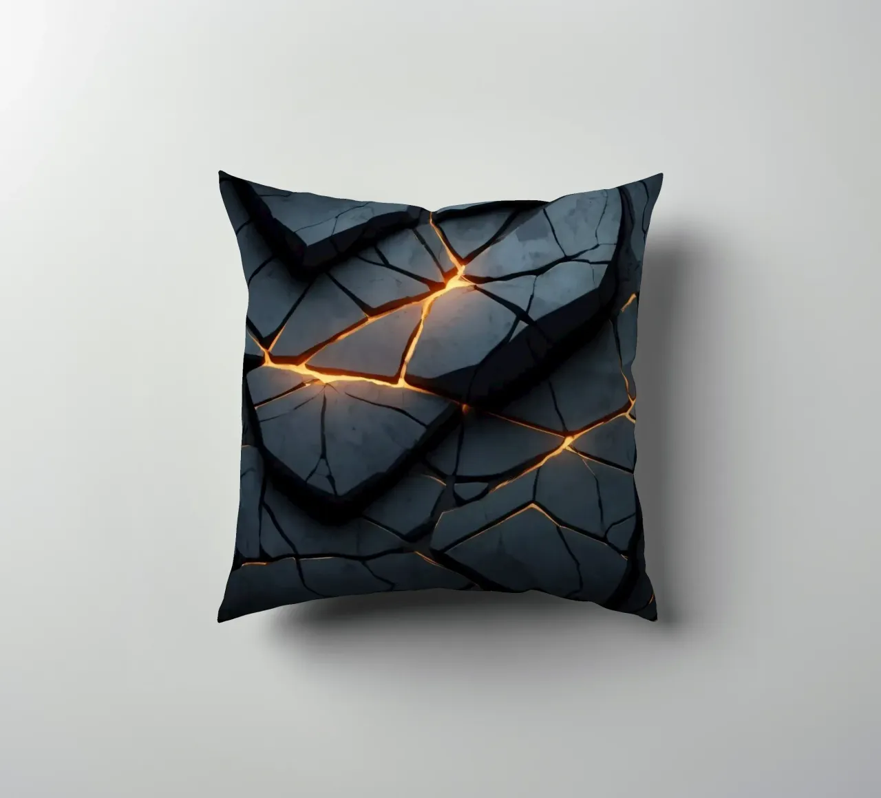 cracks in a dark surface create an intriguing abstract back decorative cushion by DesignDoodle