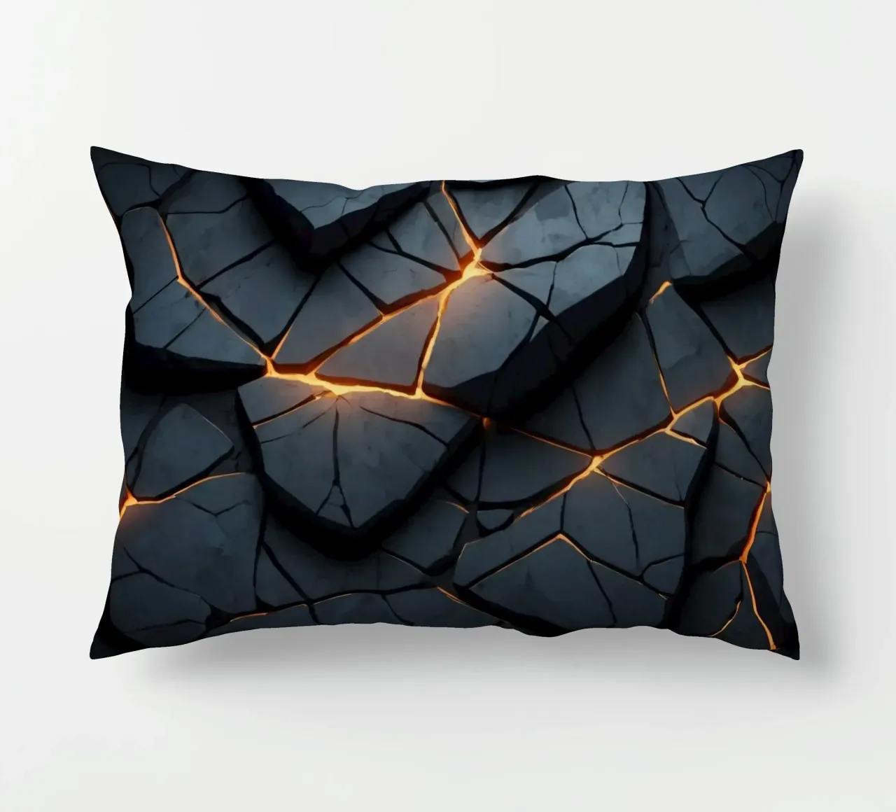 cracks in a dark surface create an intriguing abstract back decorative cushion by DesignDoodle