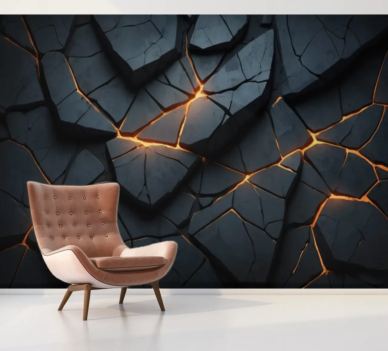 cracks in a dark surface create an intriguing abstract back photo wallpaper by DesignDoodle
