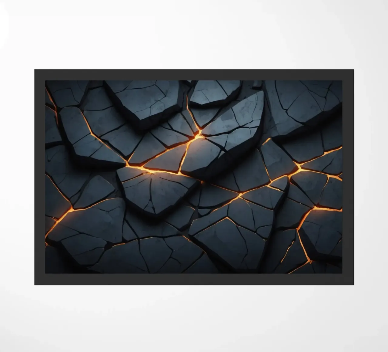 cracks in a dark surface create an intriguing abstract back doormat by DesignDoodle