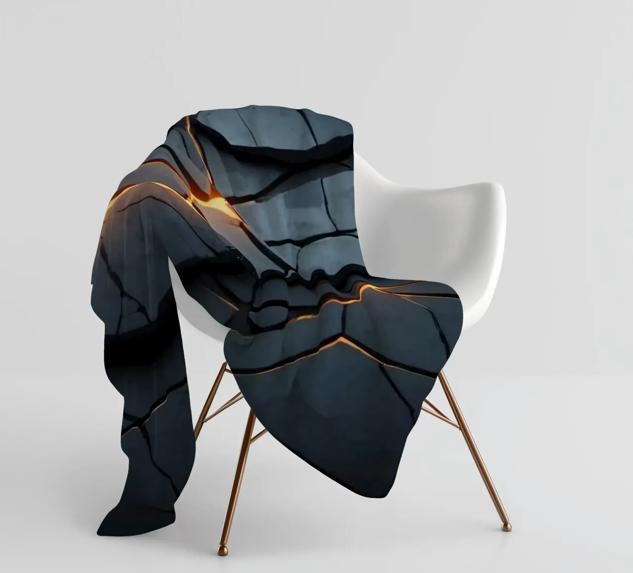 cracks in a dark surface create an intriguing abstract back fleece blanket by DesignDoodle