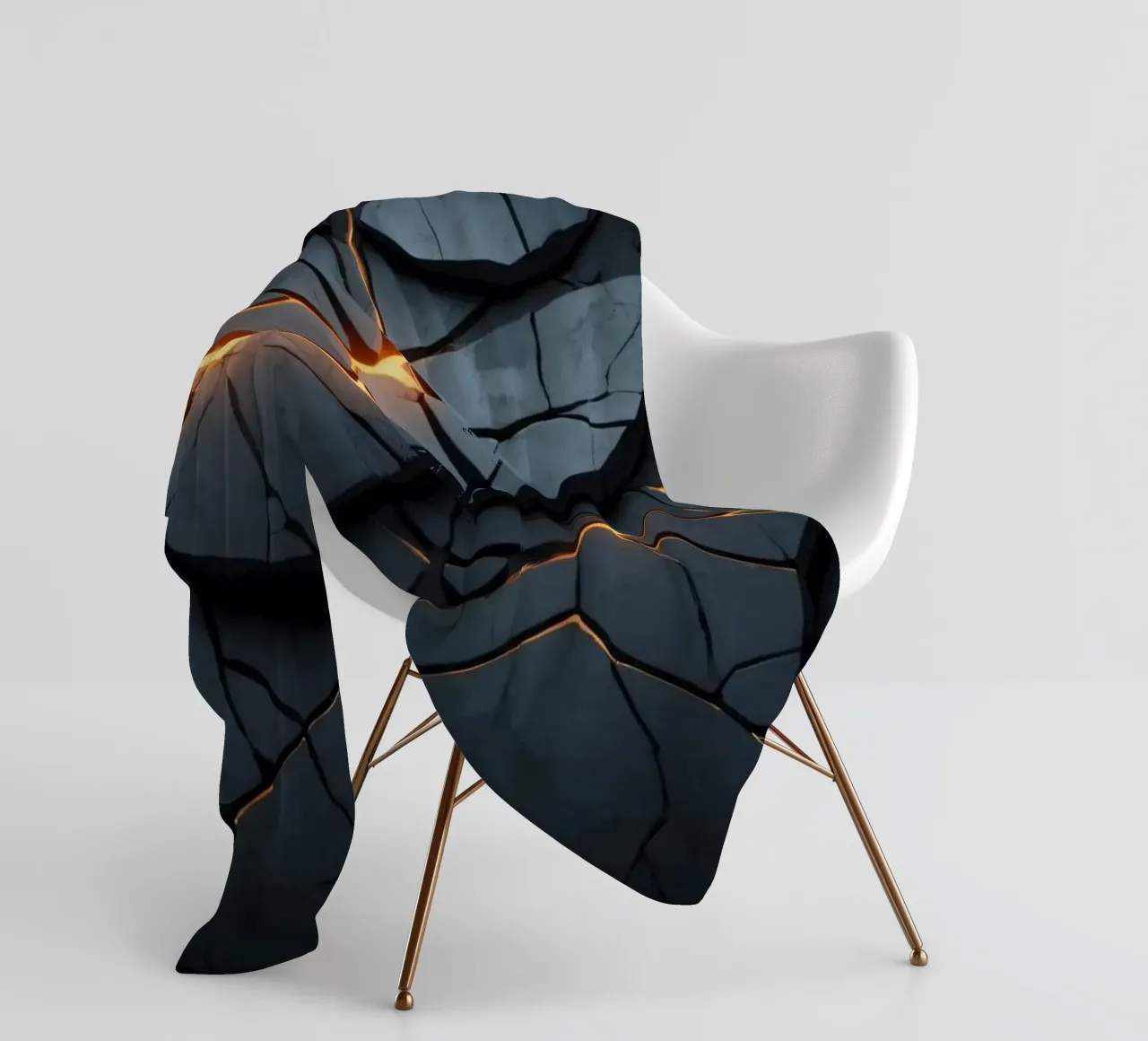cracks in a dark surface create an intriguing abstract back fleece blanket by DesignDoodle