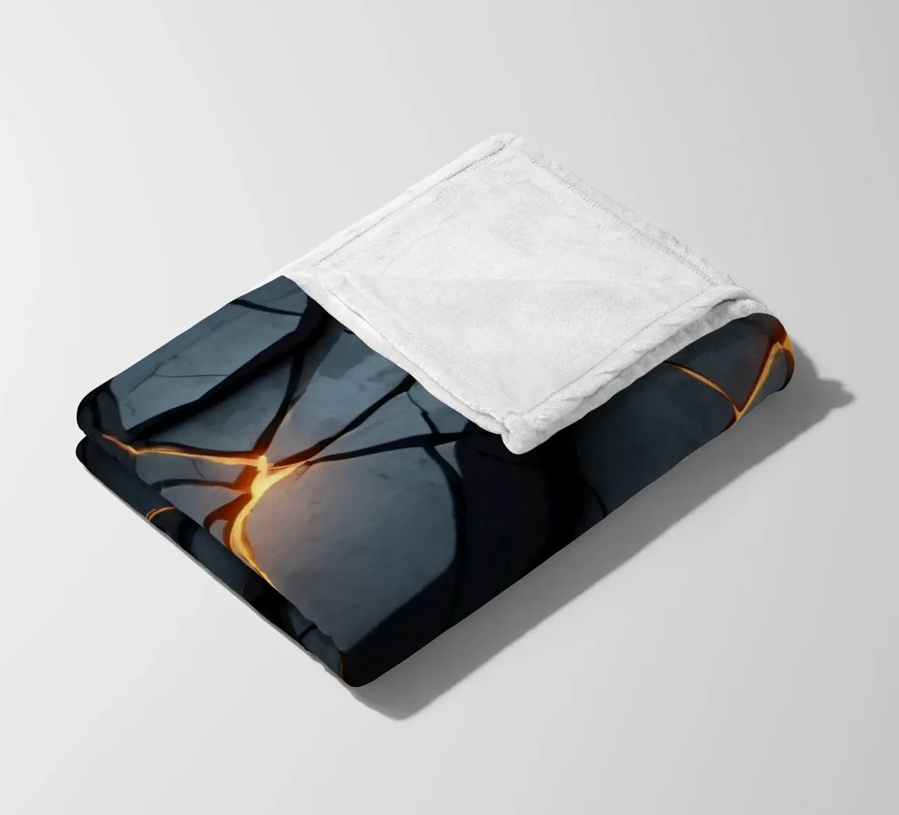 cracks in a dark surface create an intriguing abstract back fleece blanket by DesignDoodle