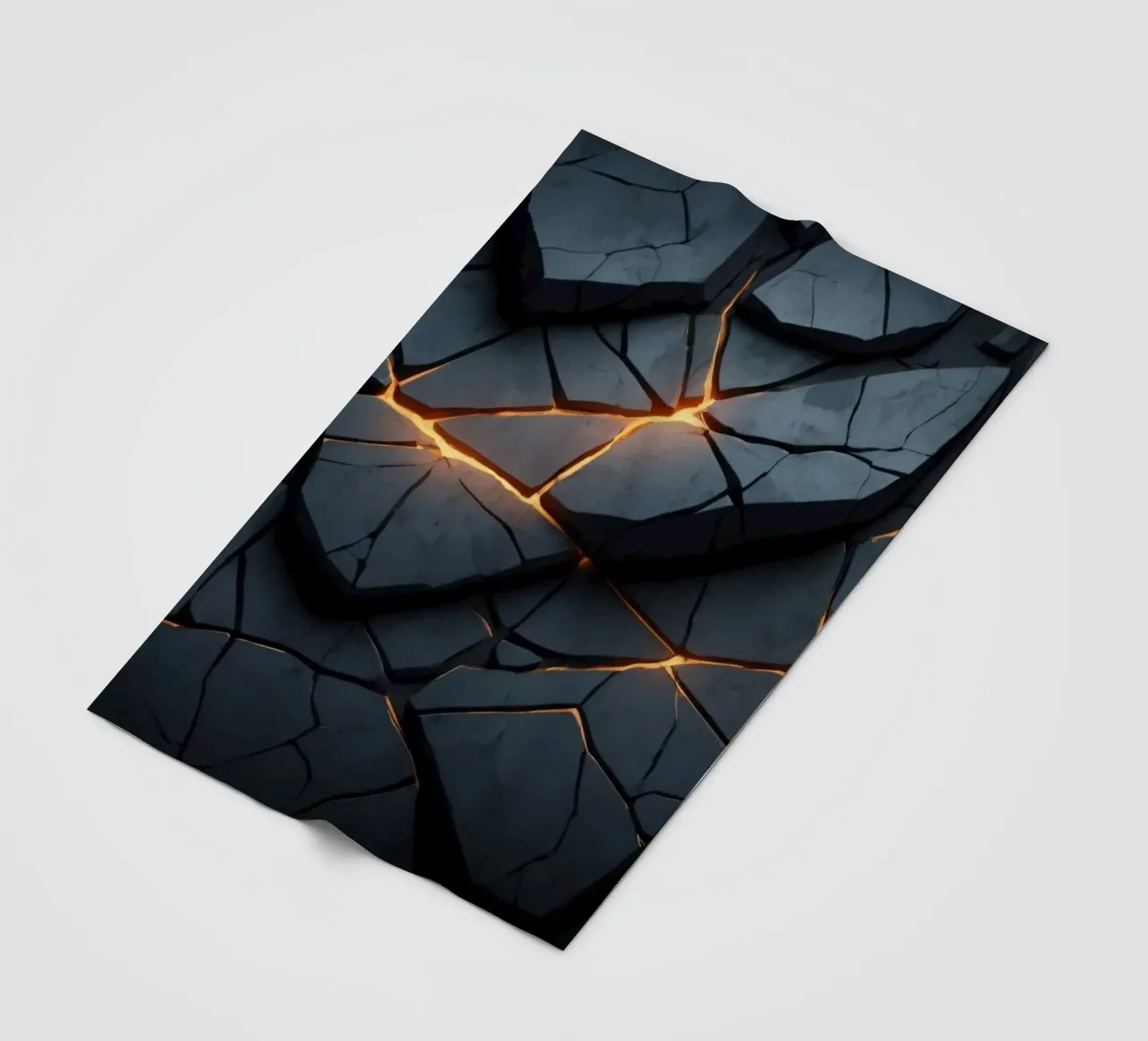 cracks in a dark surface create an intriguing abstract back fleece blanket by DesignDoodle