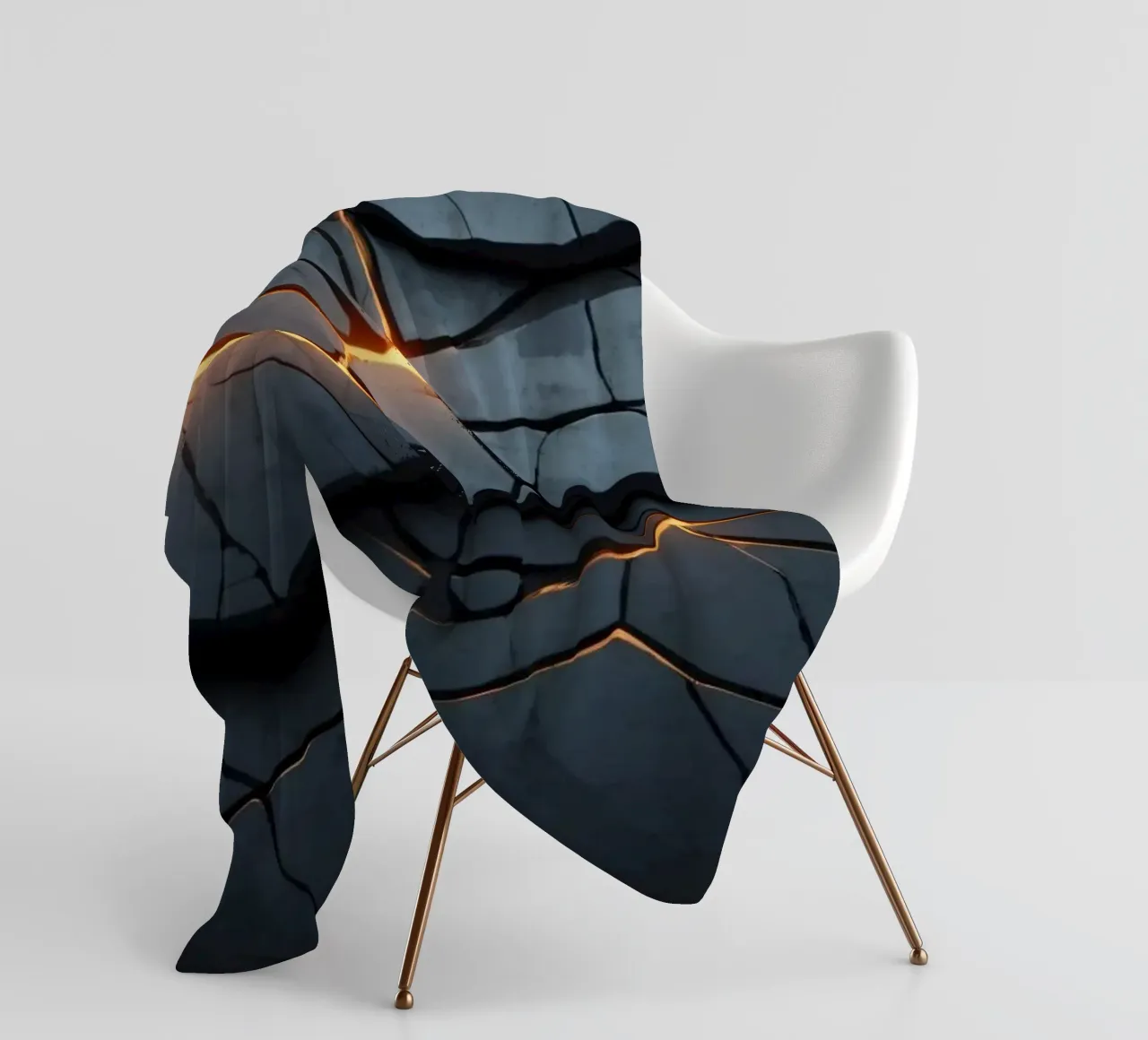 cracks in a dark surface create an intriguing abstract back fleece blanket by DesignDoodle