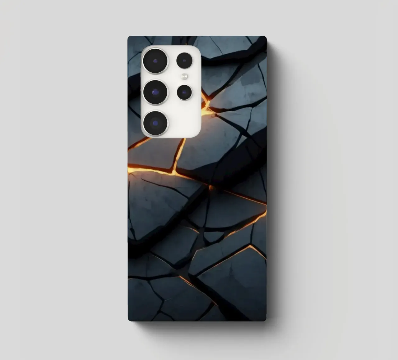 cracks in a dark surface create an intriguing abstract back samsung phone case by DesignDoodle