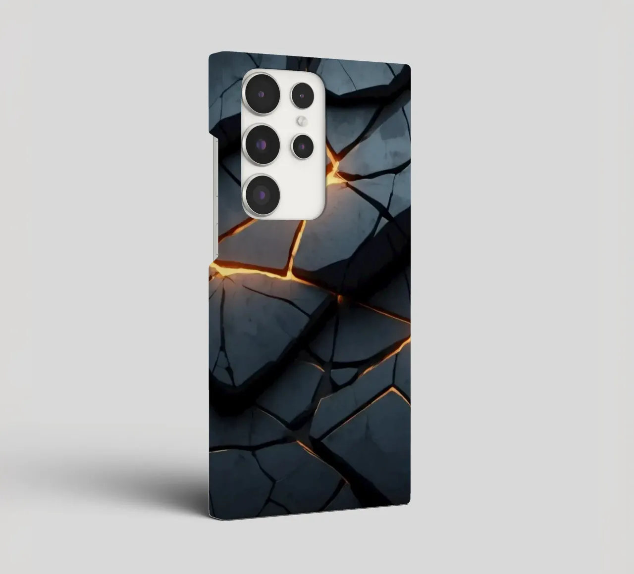 cracks in a dark surface create an intriguing abstract back samsung phone case by DesignDoodle