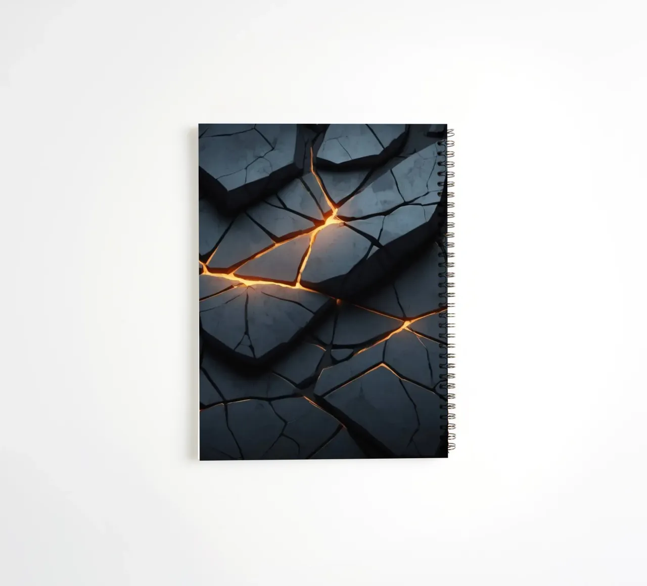 cracks in a dark surface create an intriguing abstract back spiral notebook by DesignDoodle