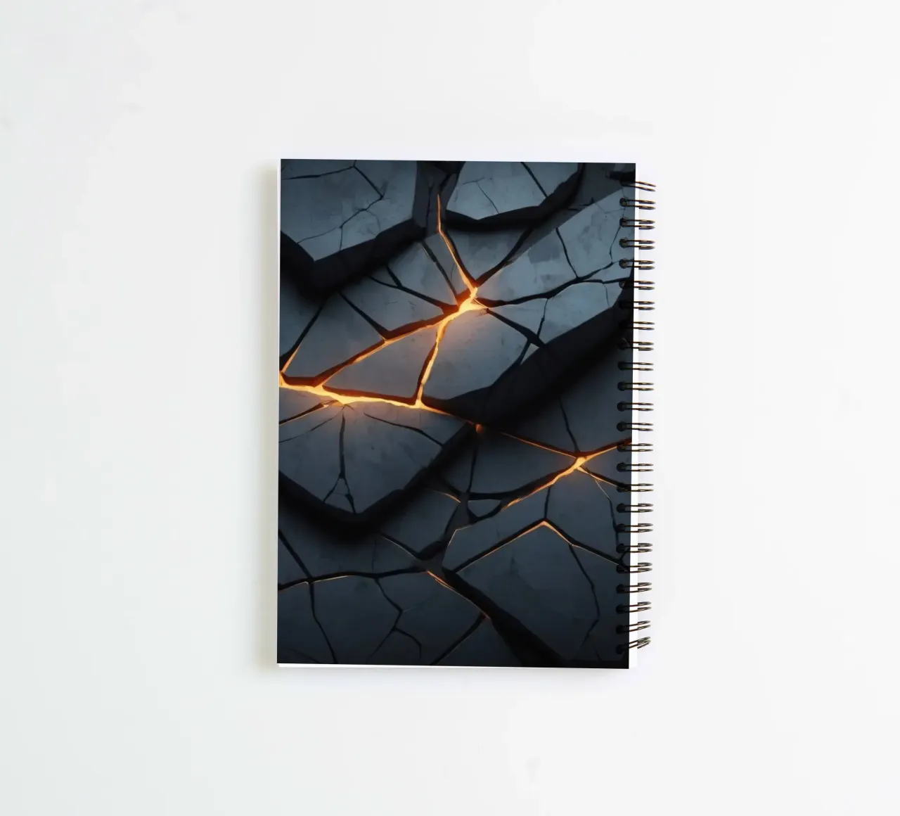 cracks in a dark surface create an intriguing abstract back spiral notebook by DesignDoodle