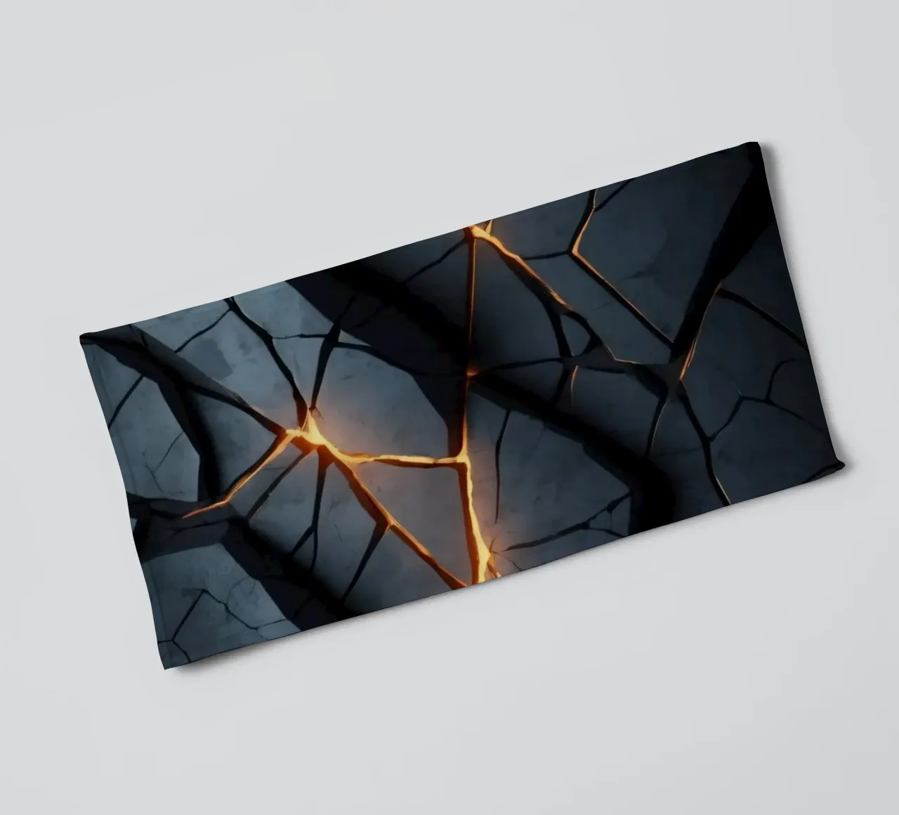 cracks in a dark surface create an intriguing abstract back towel by DesignDoodle