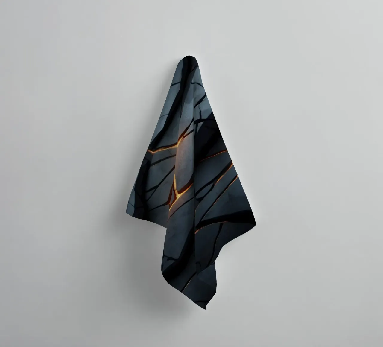 cracks in a dark surface create an intriguing abstract back towel by DesignDoodle
