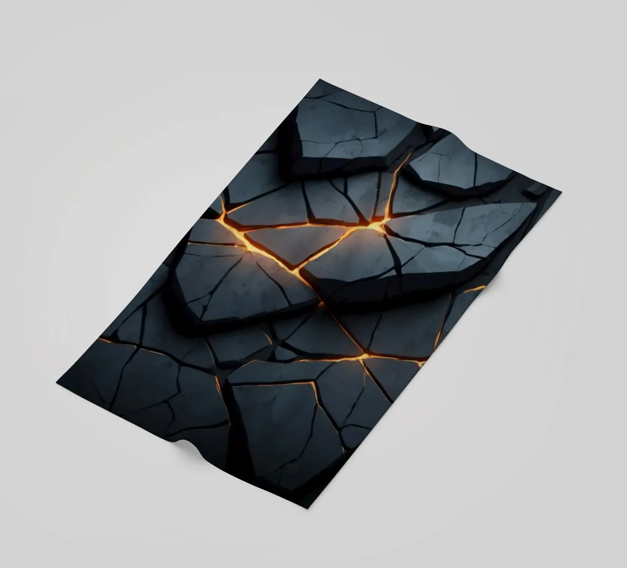 cracks in a dark surface create an intriguing abstract back beach towel by DesignDoodle