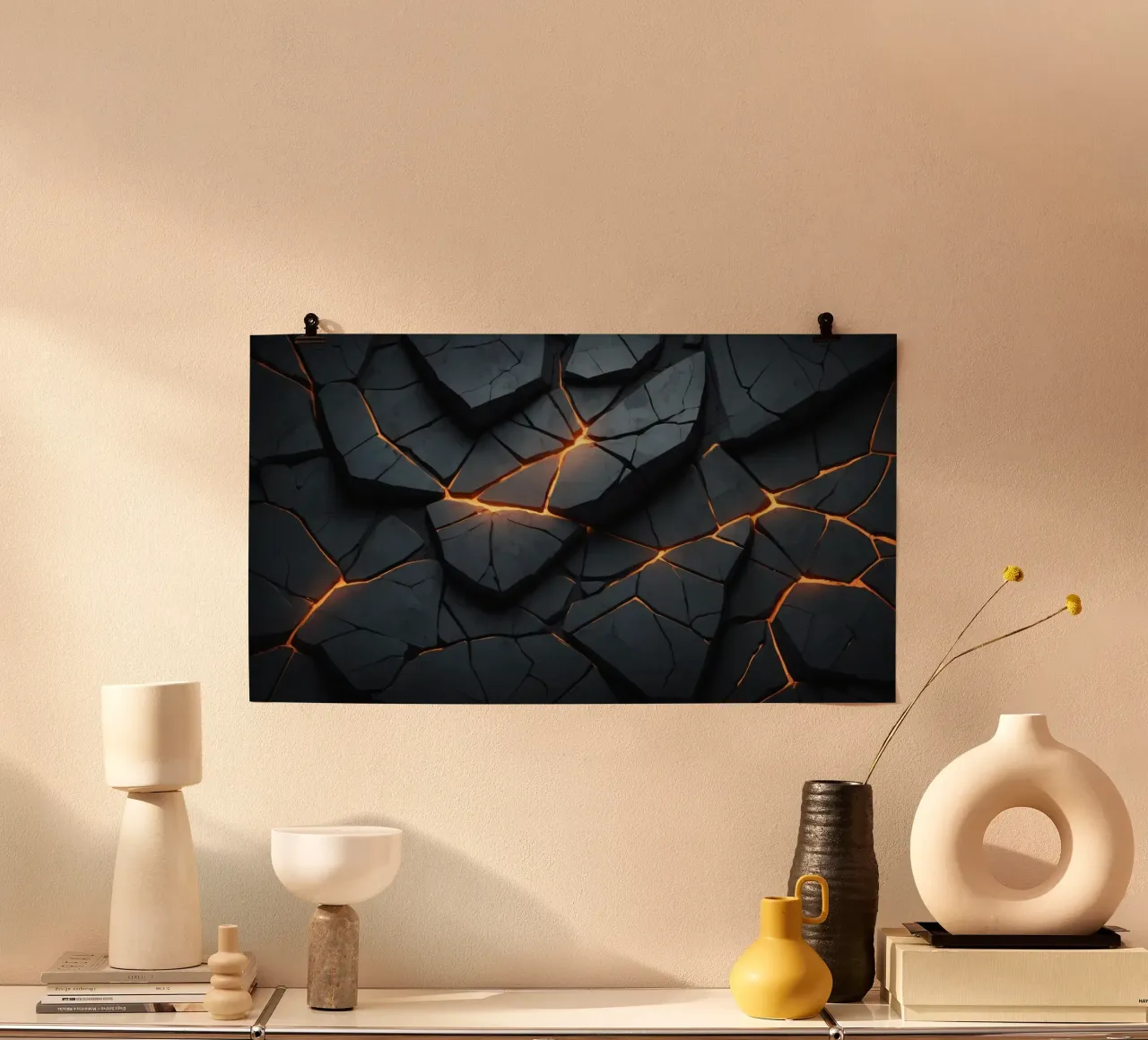 cracks in a dark surface create an intriguing abstract back hahnemühle by DesignDoodle