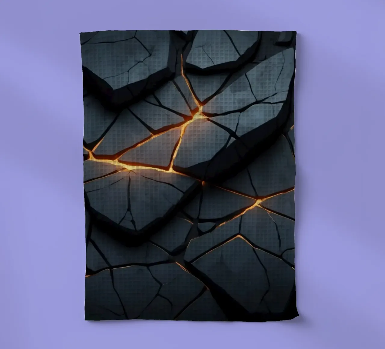 cracks in a dark surface create an intriguing abstract back tea towel by DesignDoodle