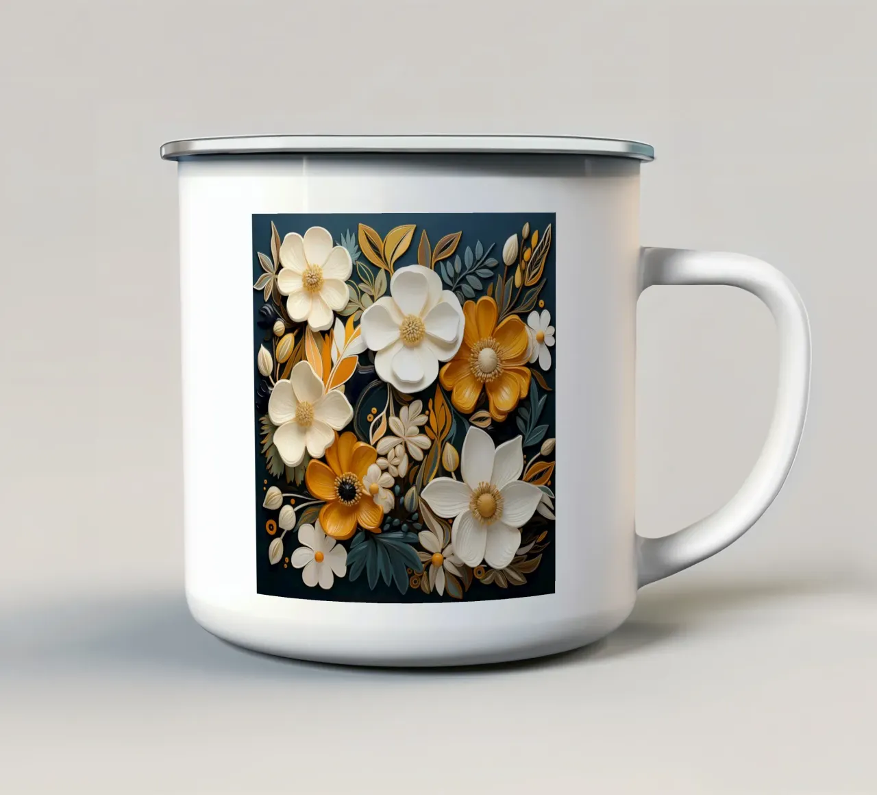 Flores secas taza de esmalte de Imagine