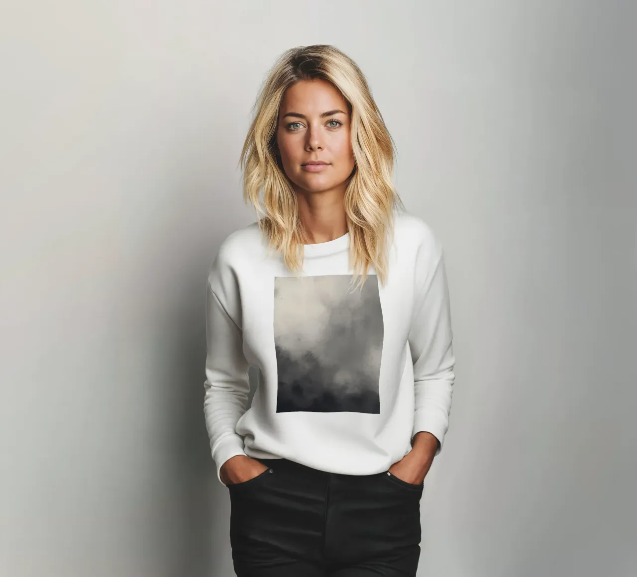 Dynamische abstrakte Tapete mit wirbelnden Wolken und weichem Sweatshirt von DesignDoodle