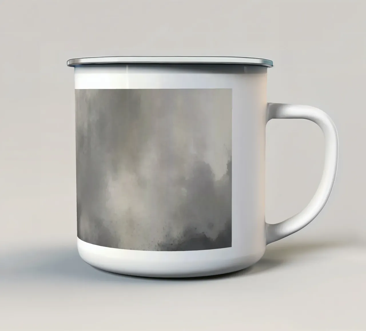 Papier peint abstrait dynamique représentant des nuages tourbillonnants et des sof mug en émail de DesignDoodle