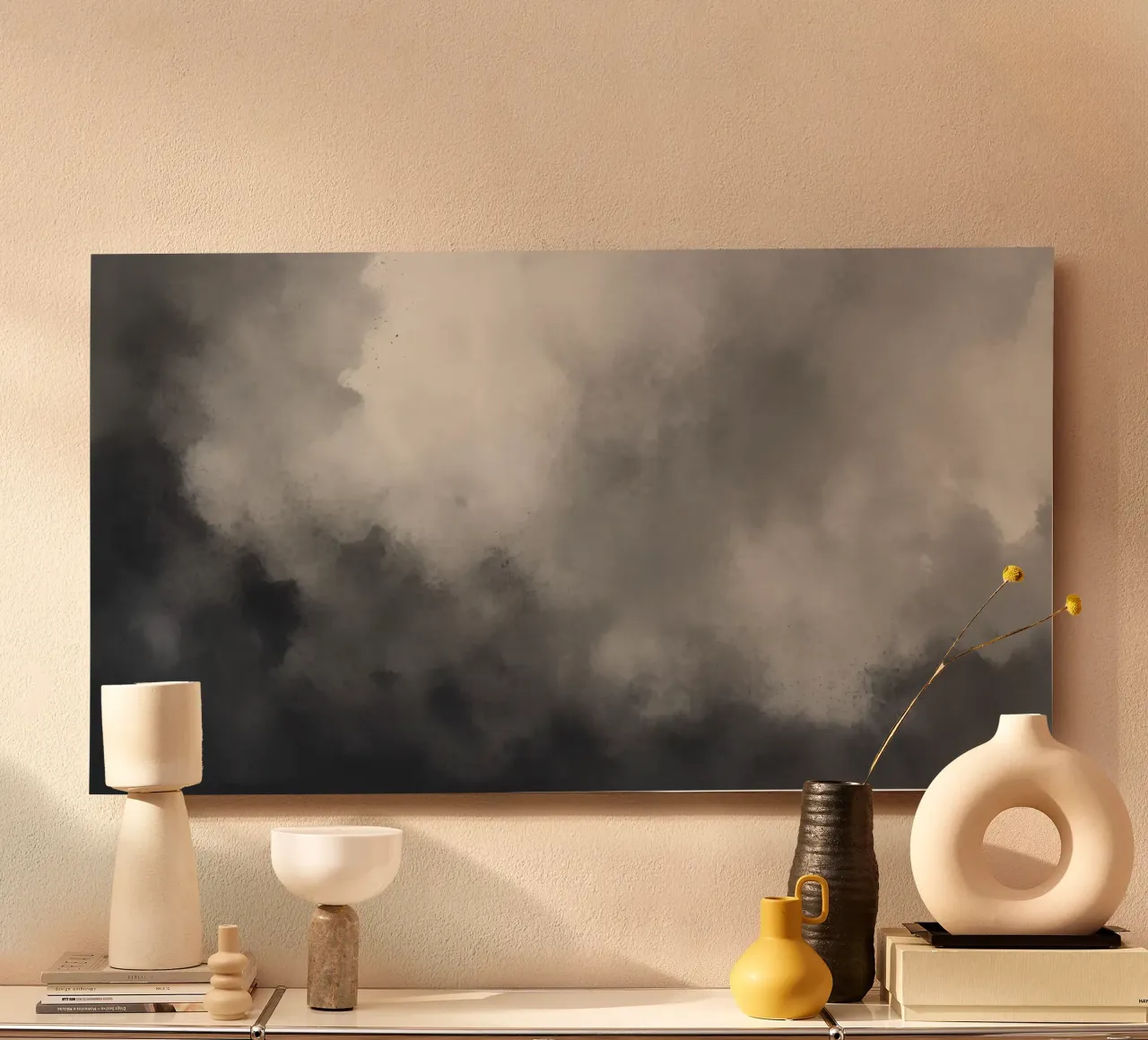 Dynamic abstract wallpaper featuring swirling clouds and sof alu-dibond by DesignDoodle