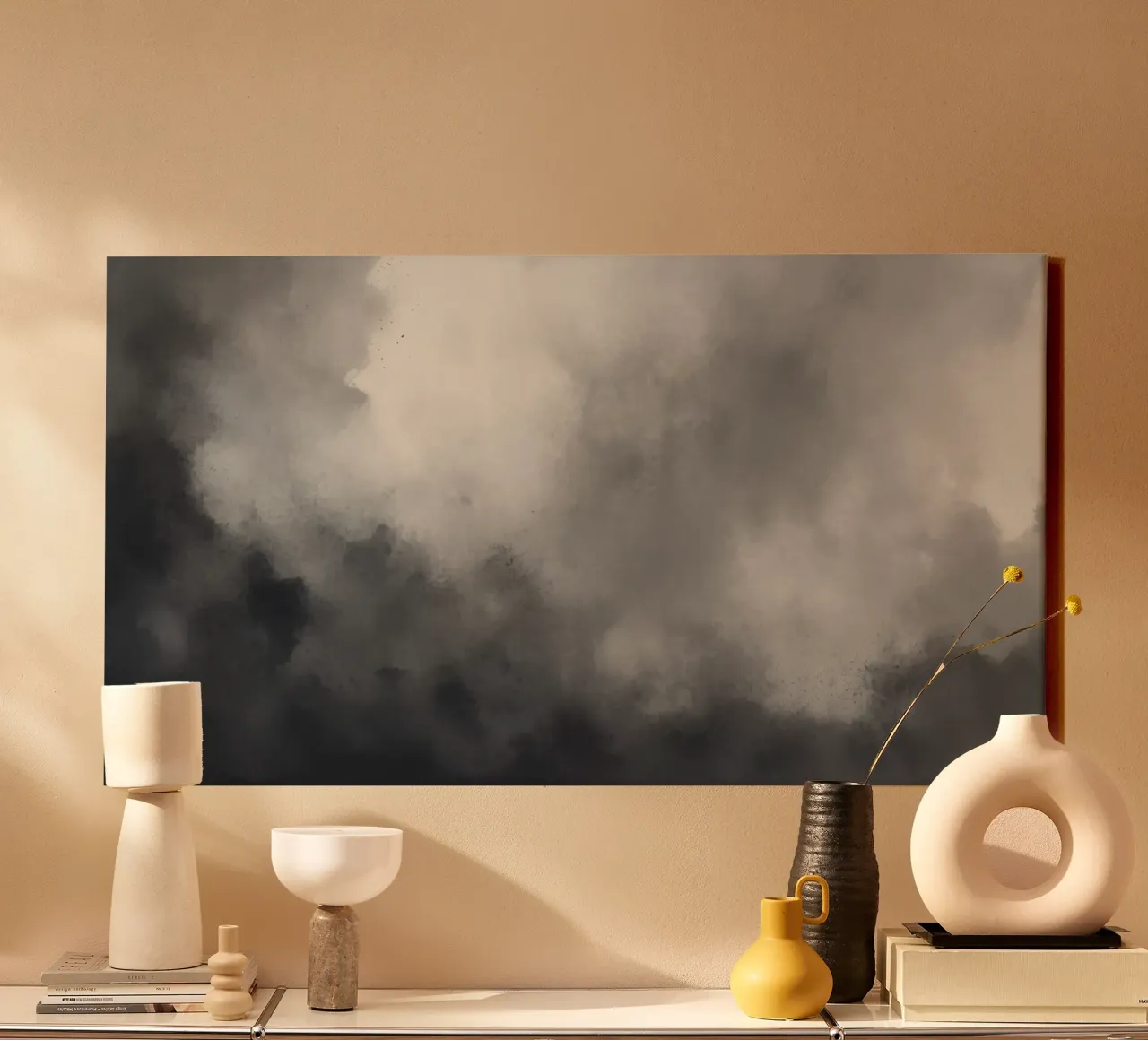 Dynamic abstract wallpaper featuring swirling clouds and sof canvas by DesignDoodle