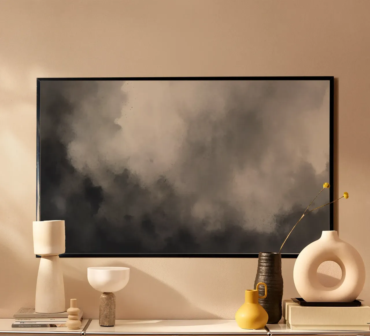 Dynamische abstrakte Tapete mit wirbelnden Wolken und weichem Hahnemühle von DesignDoodle