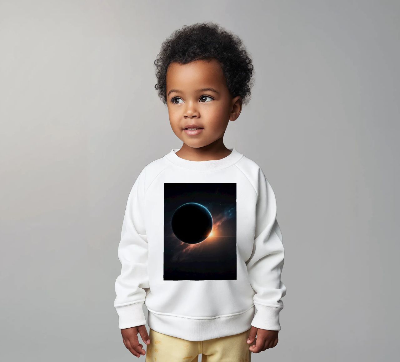 Corpo celeste scuro circondato da elementi cosmici vibranti felpa neonato da DesignDoodle