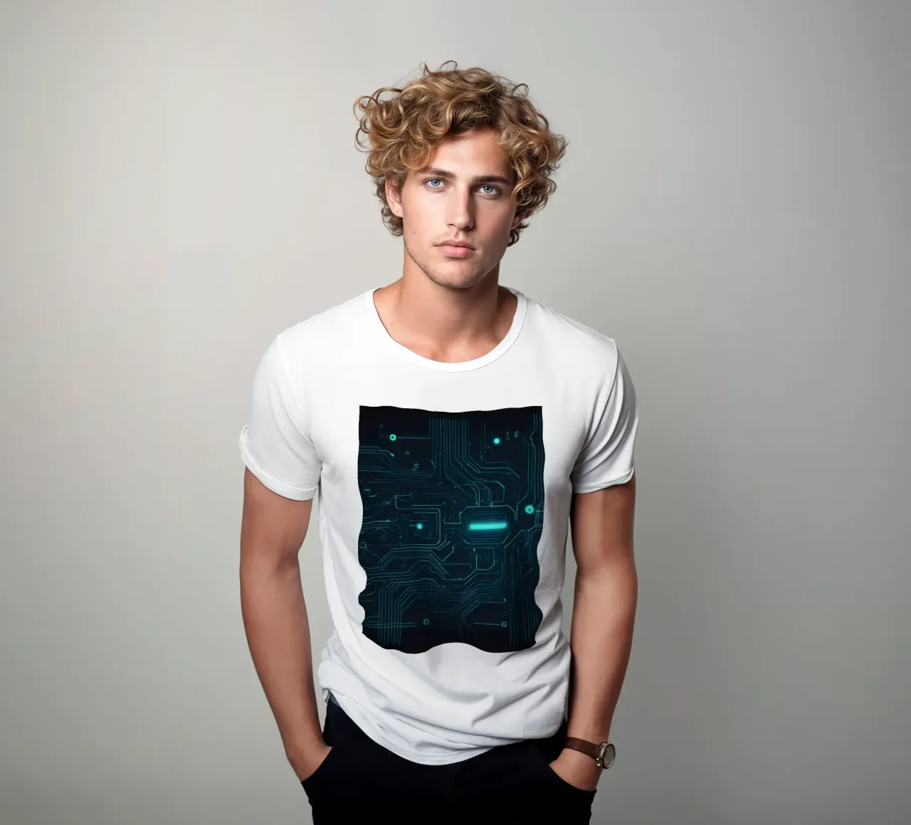 Intricate abstract background design featuring glowing lines t-shirt by DesignDoodle
