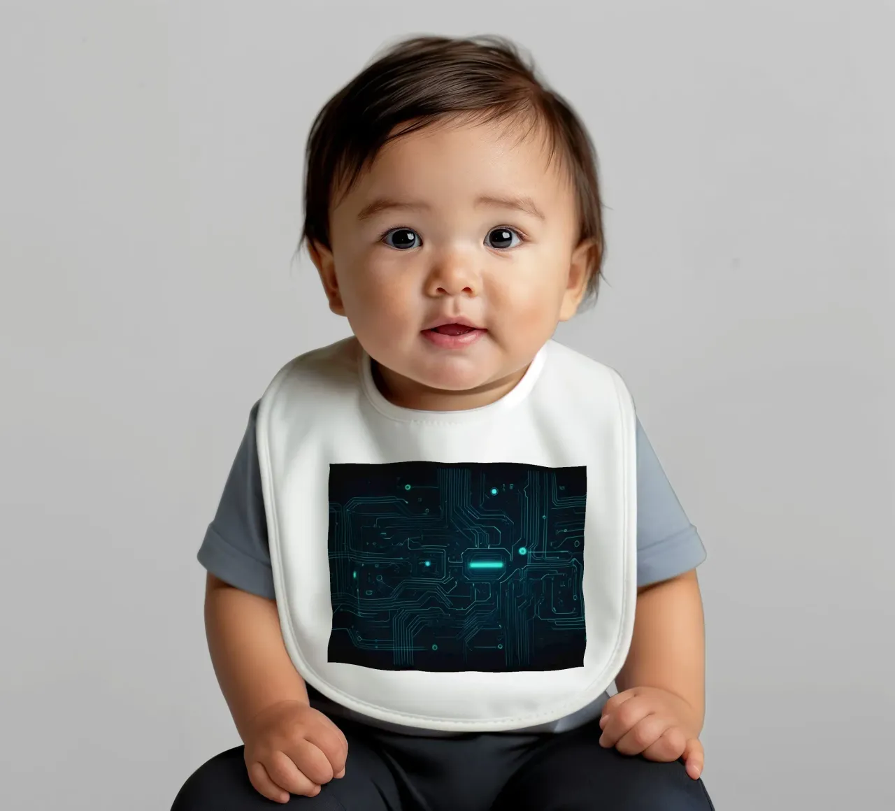 Intricate abstract background design featuring glowing lines baby bib by DesignDoodle