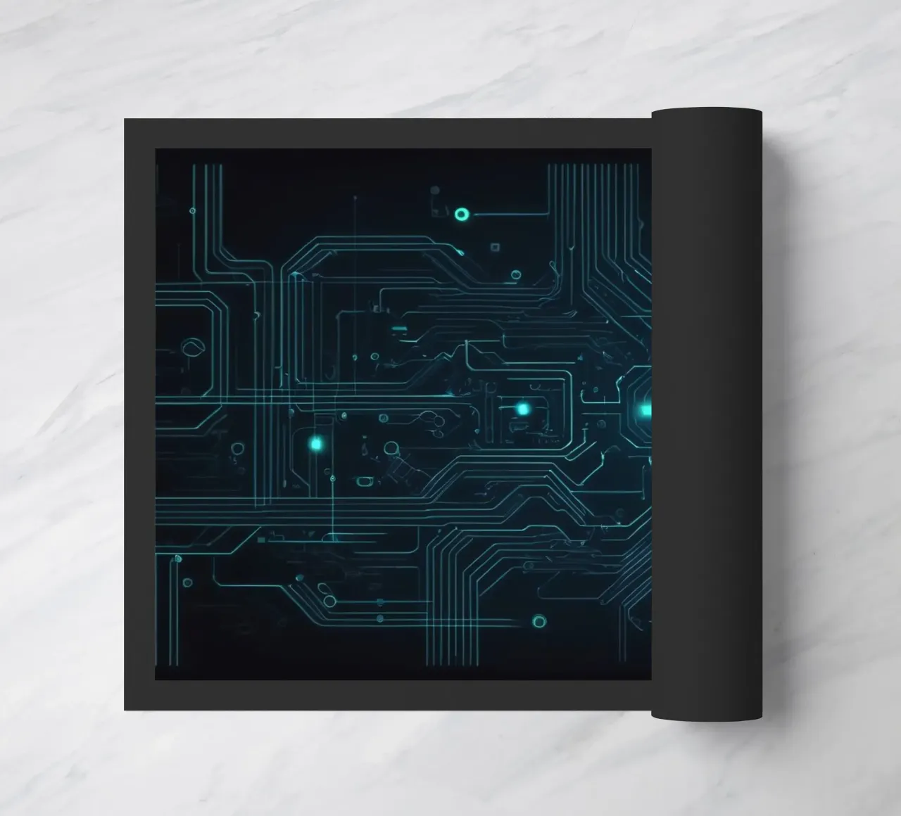 Intricate abstract background design featuring glowing lines doormat by DesignDoodle