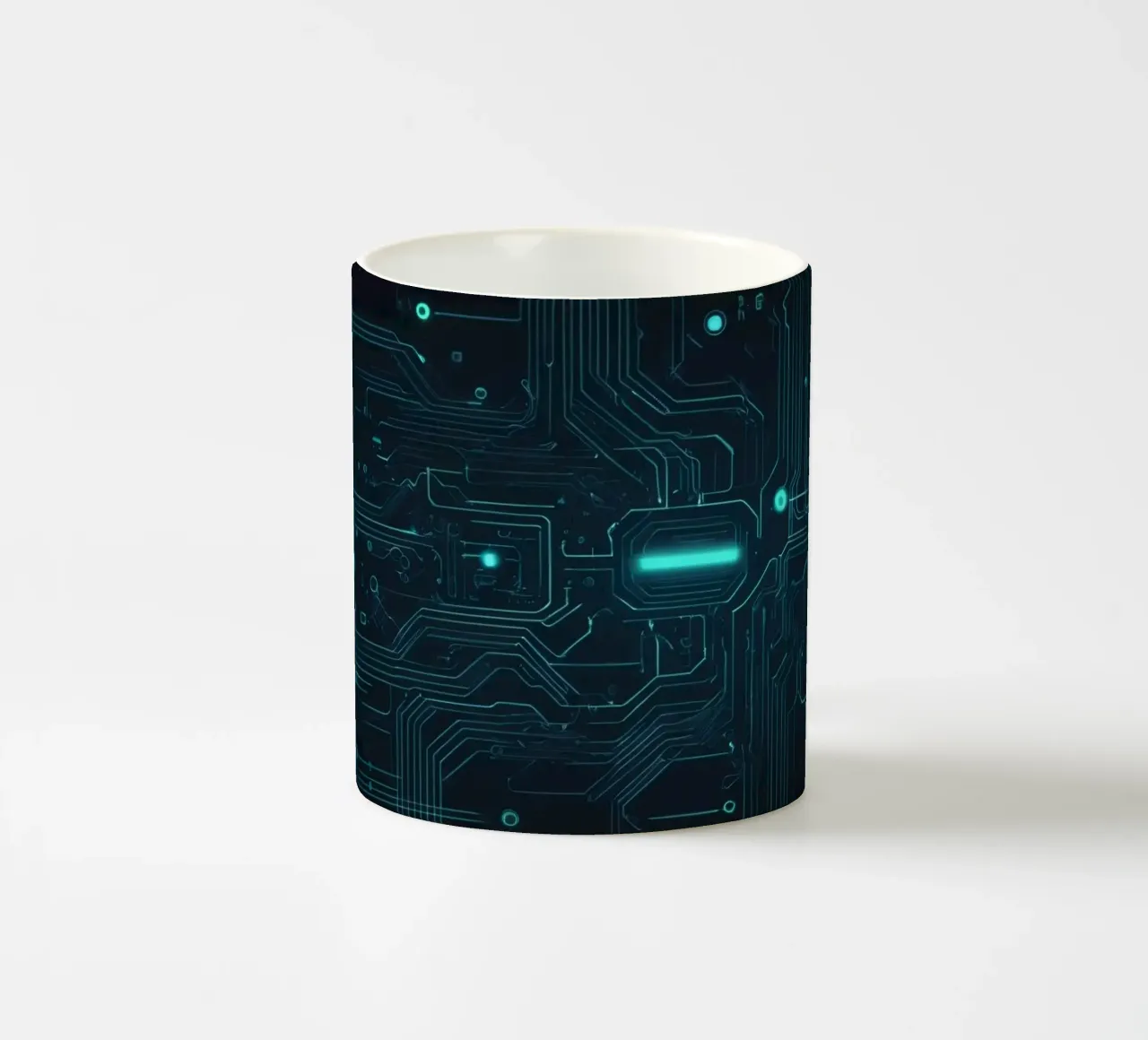 Intricate abstract background design featuring glowing lines ceramic mug by DesignDoodle