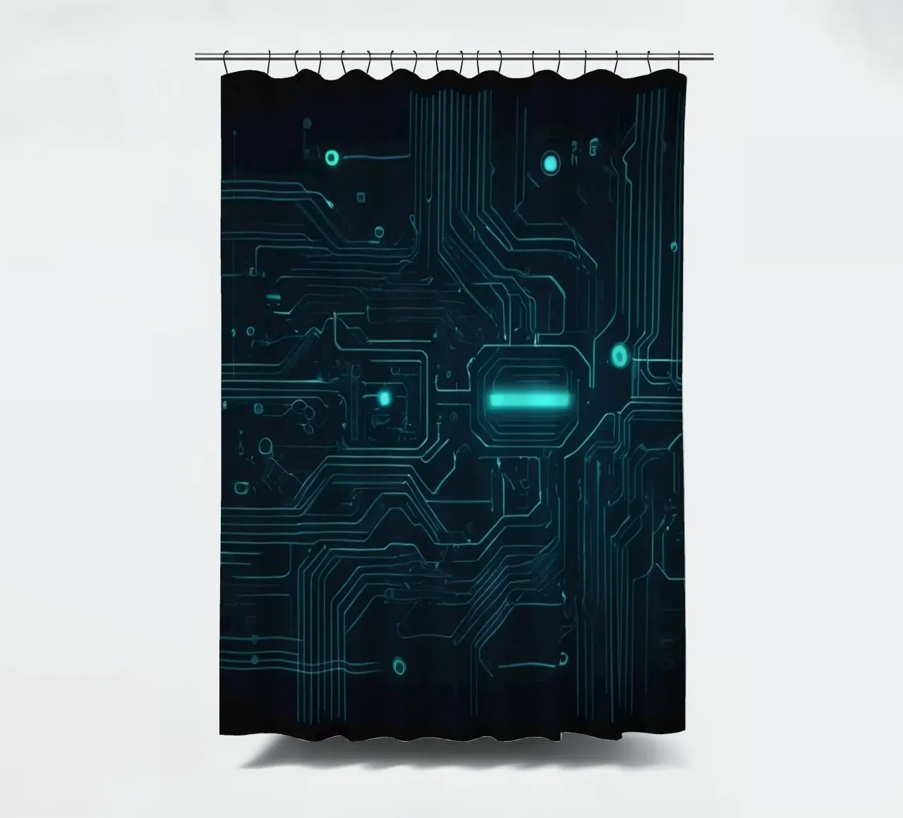 Intricate abstract background design featuring glowing lines shower curtain by DesignDoodle
