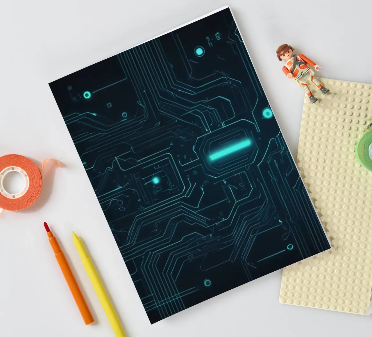 Intricate abstract background design featuring glowing lines notebook by DesignDoodle