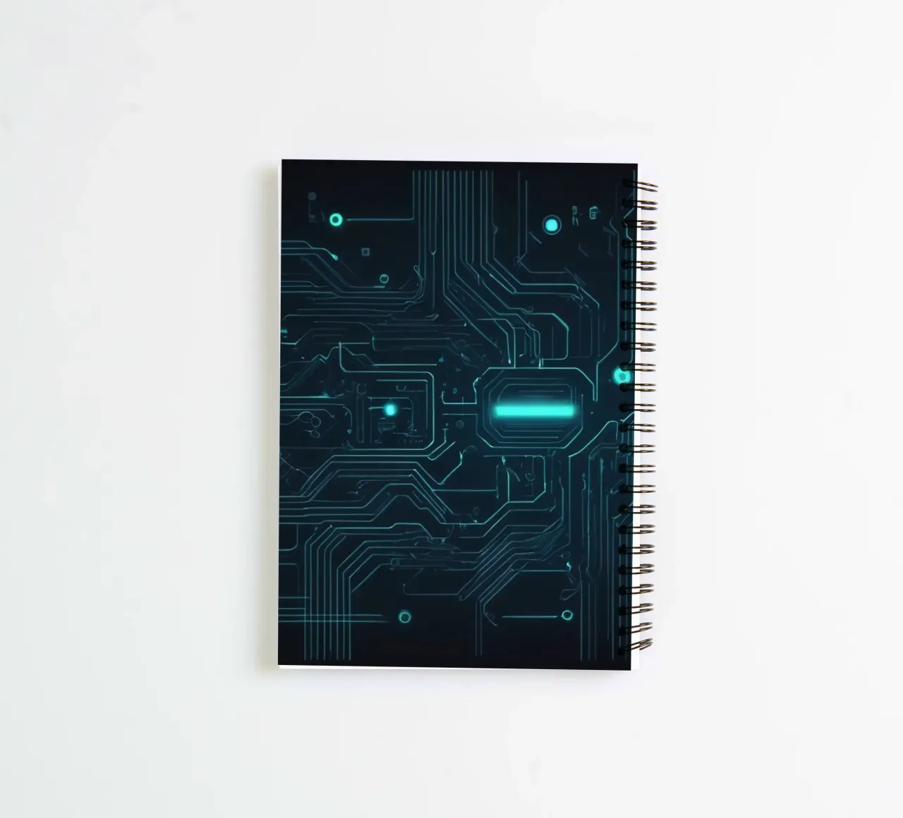 Kompliziertes abstraktes Hintergrunddesign mit leuchtenden Linien Ringbuch von DesignDoodle