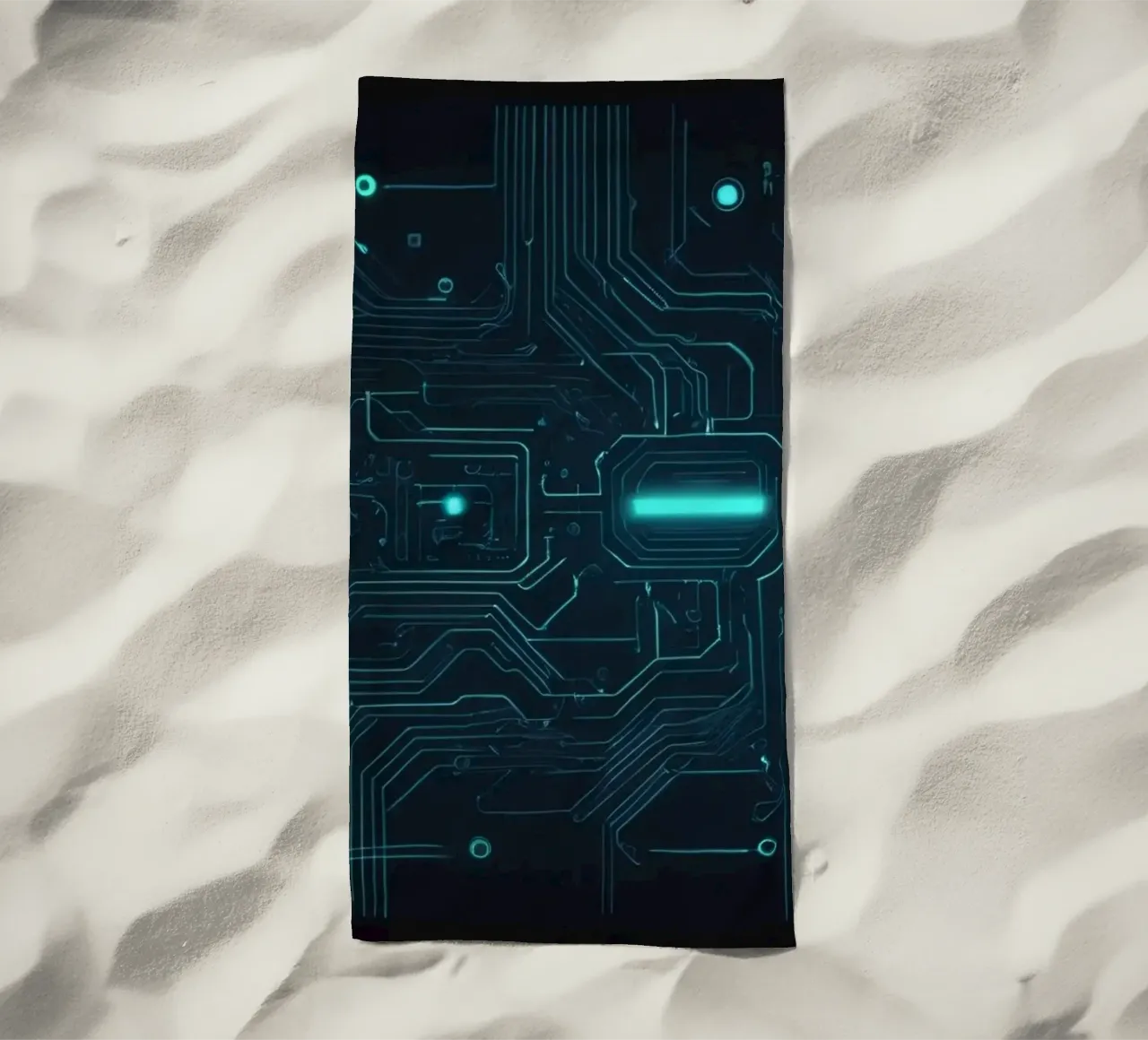 Intricate abstract background design featuring glowing lines beach towel by DesignDoodle